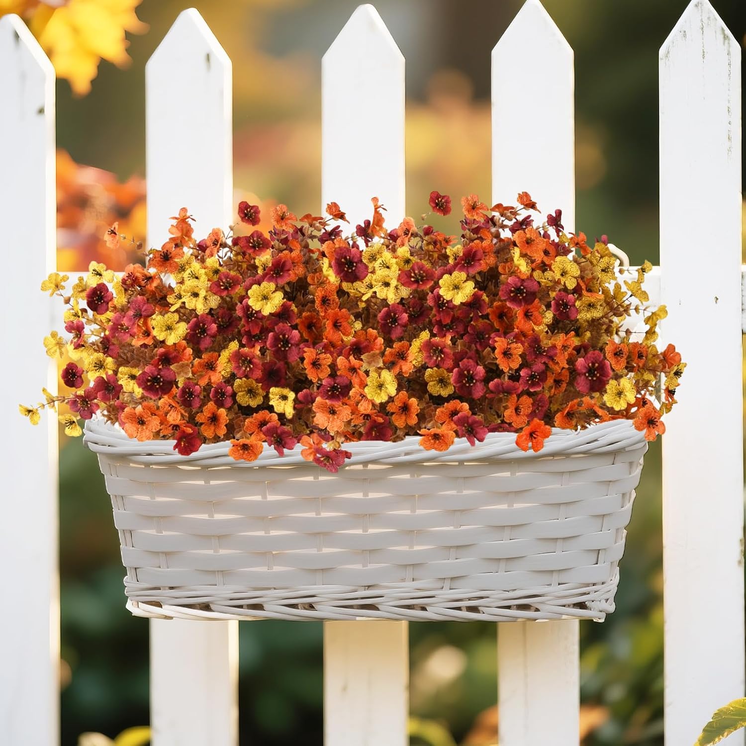 INQCMY Artificial Fake Fall Plants Flowers for Outdoor Outside Decoration