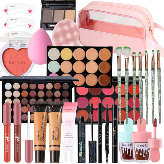 Travel Makeup Kit,Girl Makeup Kit for Girls Ages 8-12,Kids Makeup Sets for Girls 5-8,Makeup Kit for Girls,Makeup Sets For Women Full Kit,Makeup Set for Kids,Suitable for Beginners,Teens