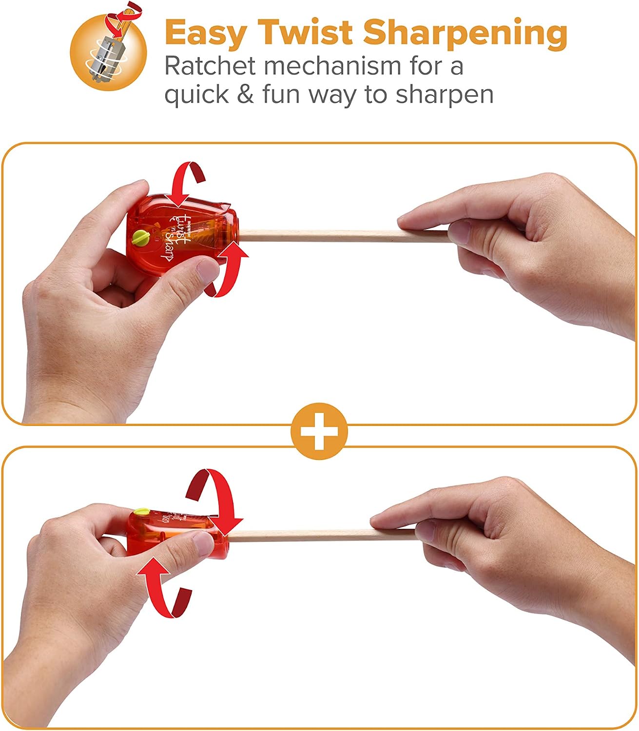 Bostitch Twist-n-Sharp Handheld Pencil Sharpener for Kids, Red