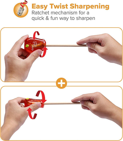 Bostitch Twist-n-Sharp Handheld Pencil Sharpener for Kids, Red