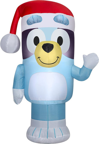 Gemmy 3.5 FT Bluey Christmas Inflatable with Santa Hat – Lighted Airblown Blow Up Outdoor Yard Decoration