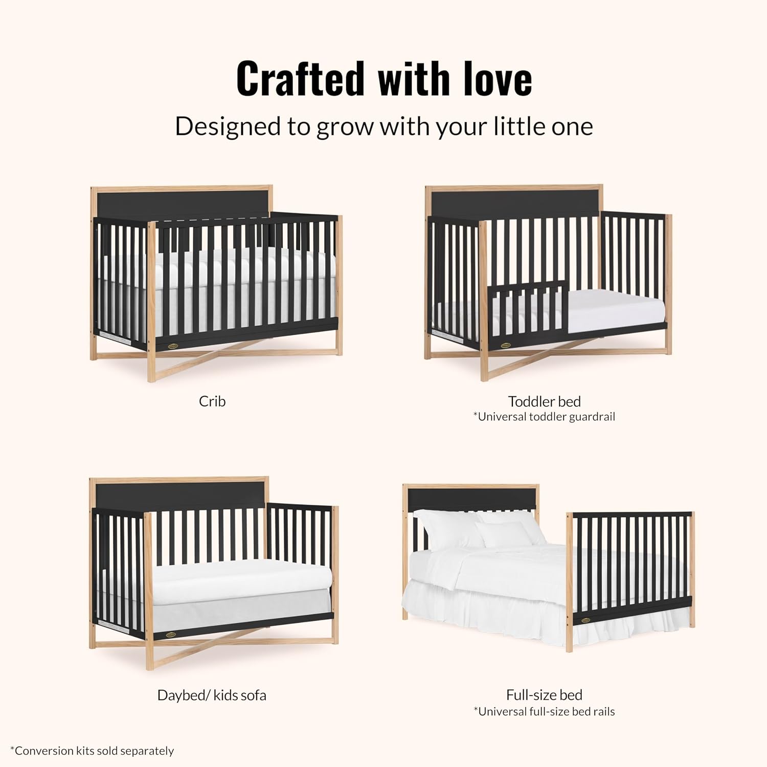 Dream On Me Owen 5-in-1 Convertible Full Size Baby Crib, GREENGUARD Gold