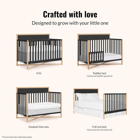 Dream On Me Owen 5-in-1 Convertible Full Size Baby Crib, GREENGUARD Gold