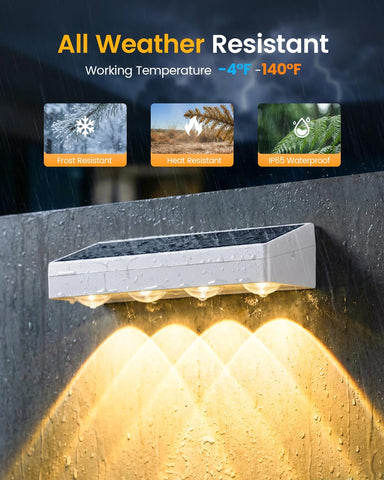 JOFIOS Fence Lights Solar Powered, 9 Fixed Colors ＆ Color Changing White Fence Lights Waterproof IP65 Dusk-to-Dawn LED Deck Lighting for Patio, Railing, Pool, Porch, Backyard, Wall, 12 Pack