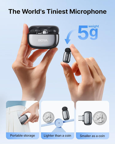 BOYA mini 2 Wireless Lavalier Microphone for iPhone 5-17 & Android Phone
