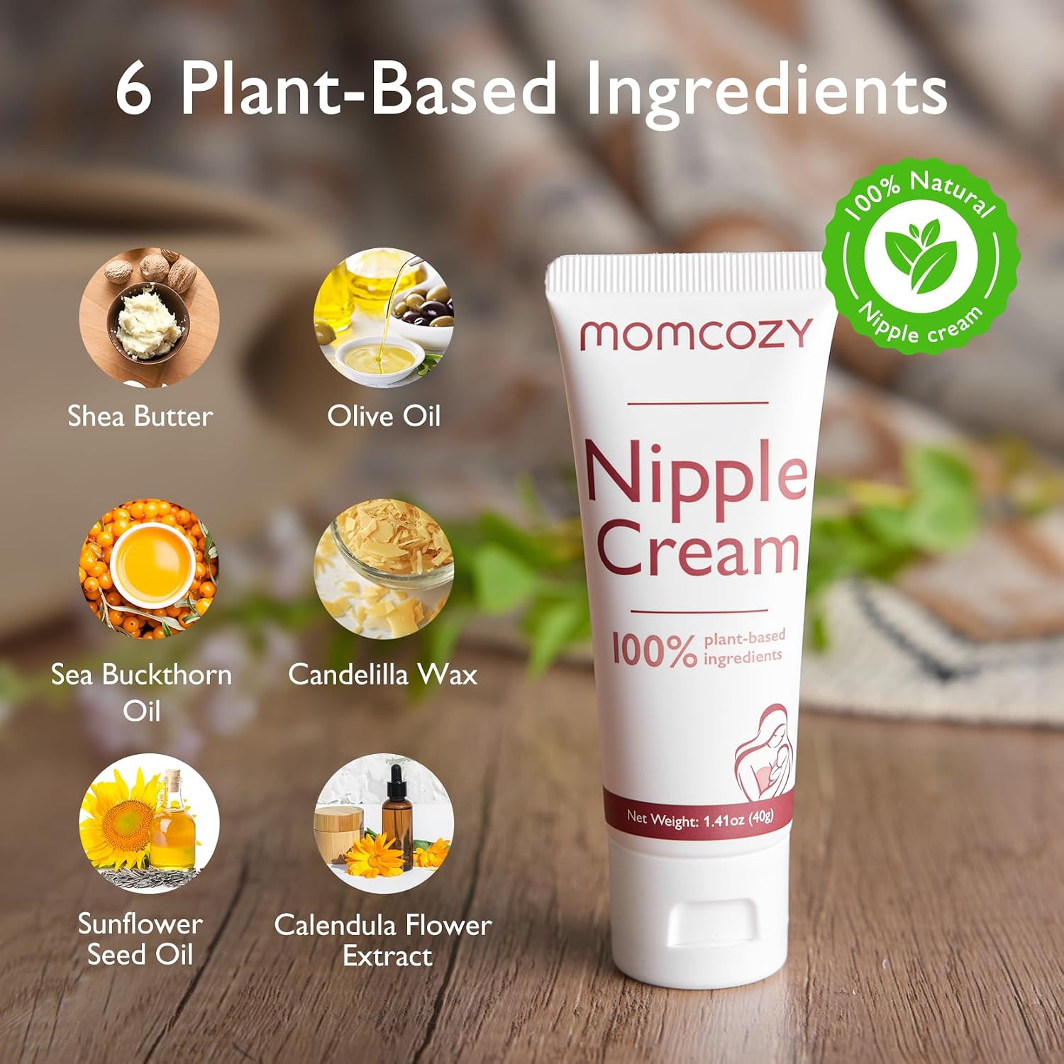 Momcozy Nipple Cream for Breastfeeding, Lanolin-Free, Safe & Soothing Balm