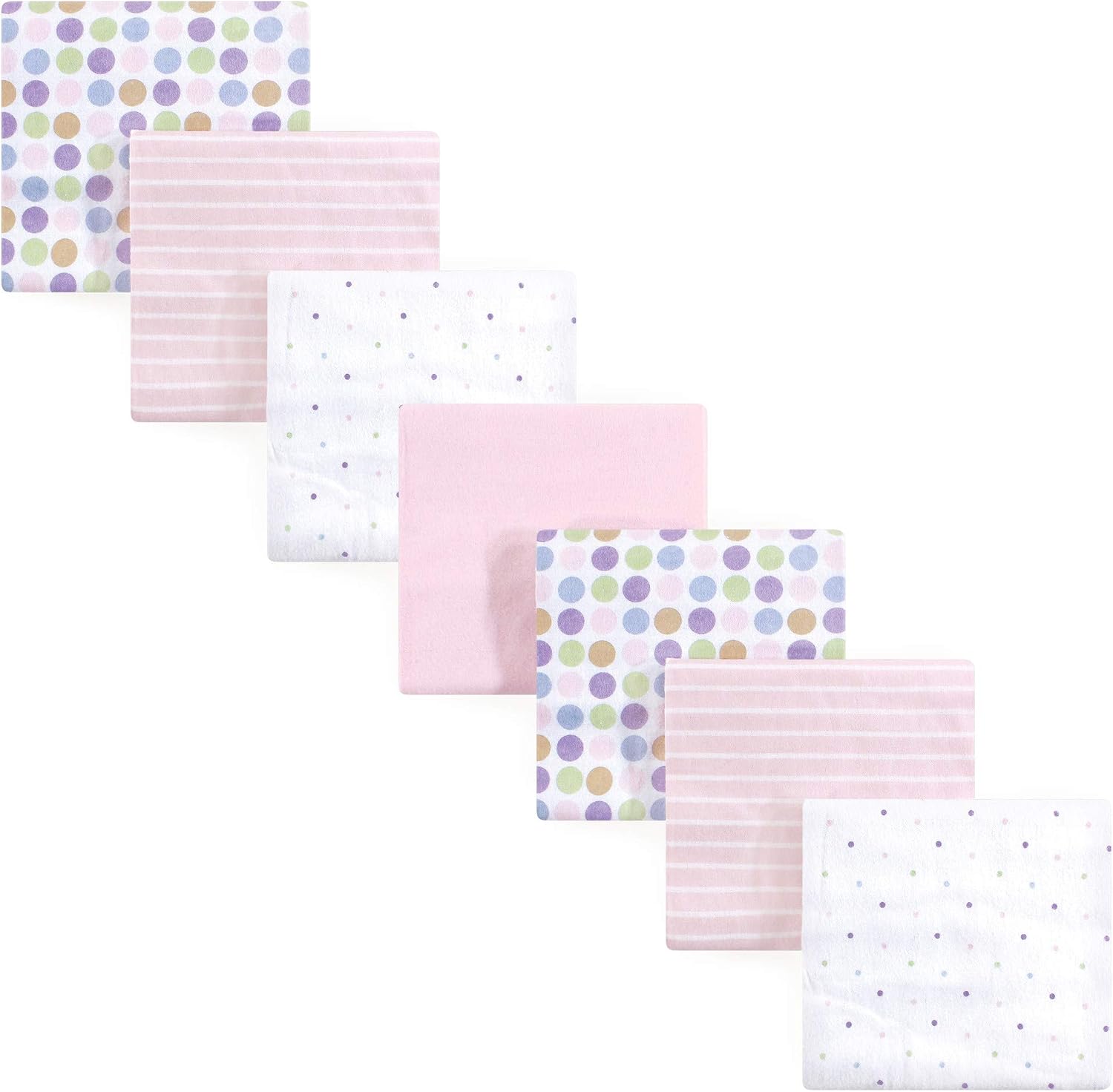 Luvable Friends Unisex Baby Cotton Flannel Receiving Blankets, Rainbow 7-Pack, One Size