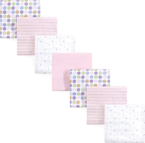 Luvable Friends Unisex Baby Cotton Flannel Receiving Blankets, Rainbow 7-Pack, One Size
