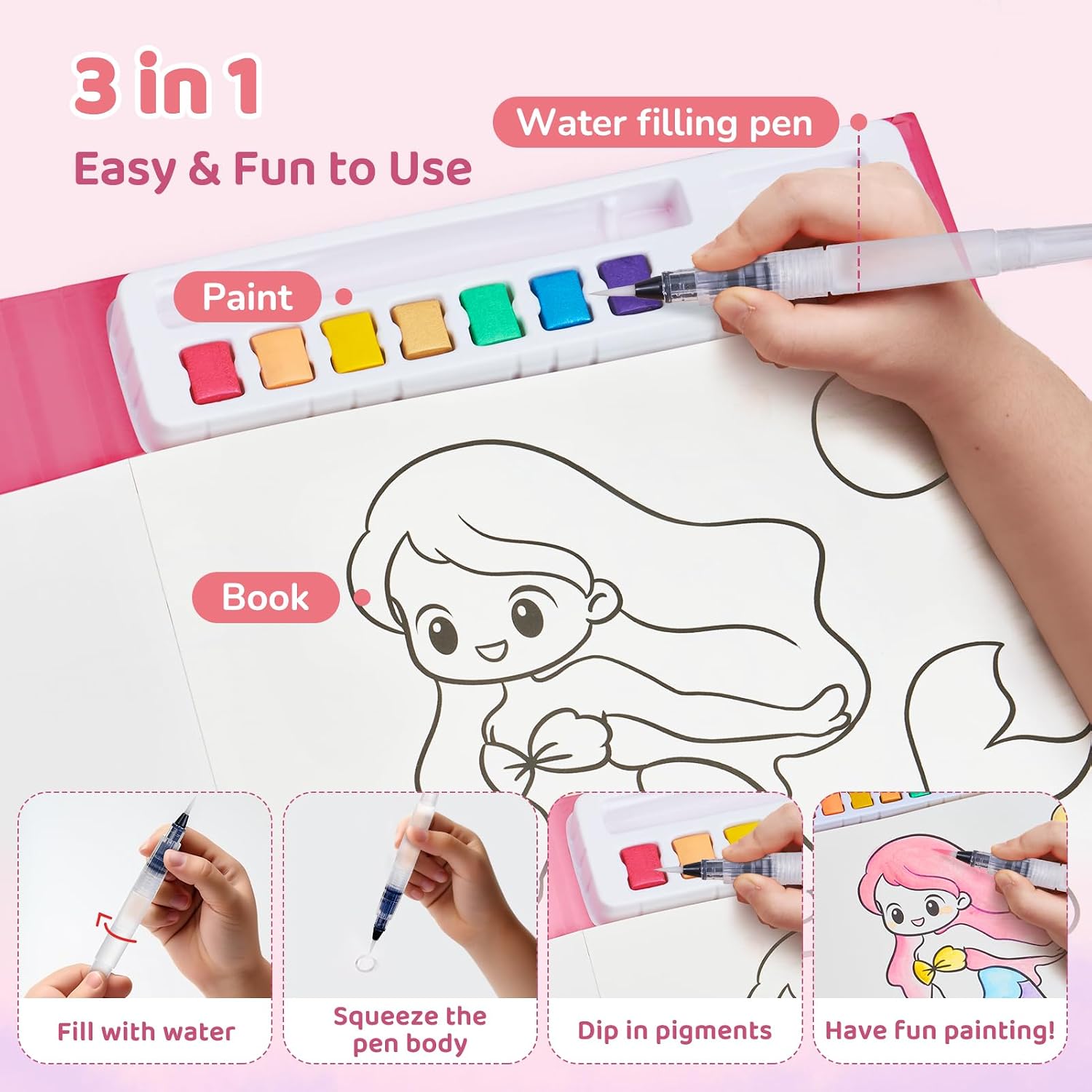 JoyCat Paint with Water Coloring Books for Toddlers (Magical Pony)