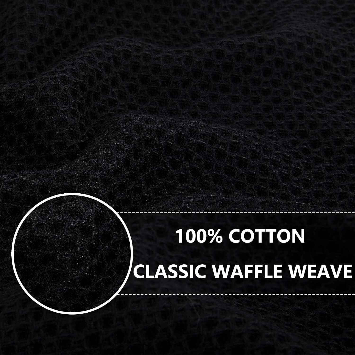 Homaxy 100% Cotton Oversized Waffle Weave Kitchen Towels 6-Pack, Black