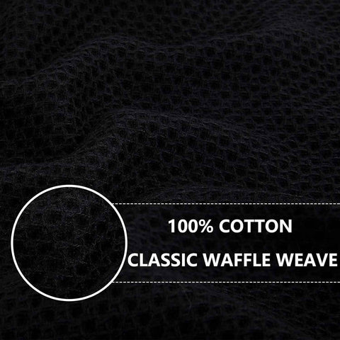 Homaxy 100% Cotton Oversized Waffle Weave Kitchen Towels 6-Pack, Black