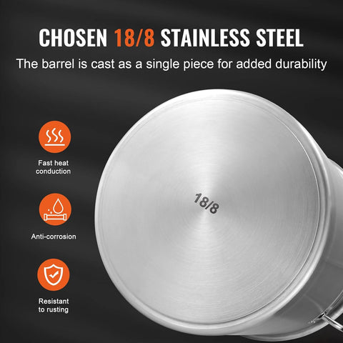 VEVOR 18/8 Stainless Steel Stockpot, 42QT Large Cooking Pots, Multipurpose Cookware Sauce Pot with Composite Base, Heavy Duty Commercial Grade Stock Pot, Sanding Treatment, for Large Groups Events