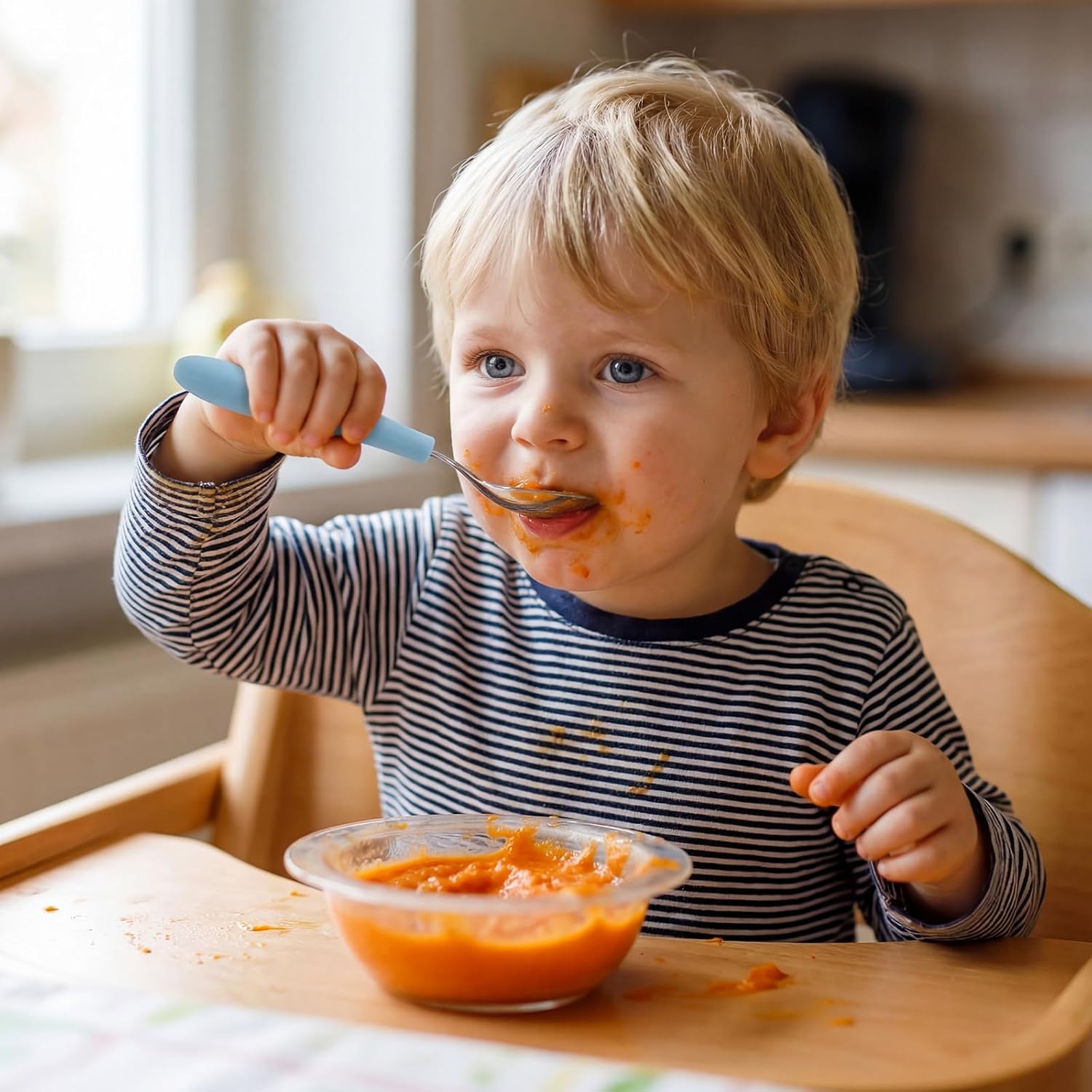 Pimoys Toddler Fork and Spoon Set, 6-Piece Stainless Steel, 3 Colors