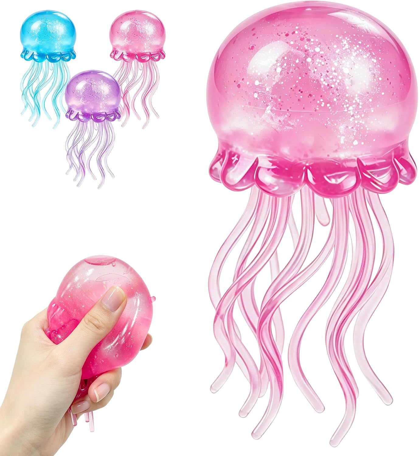 Jellyfish Squeeze Toy,2.16inch Jellyfish Squishy Malt Filled Squishy Sensory Fidget Toy,Ultra Soft Moldable Slow Rise Stress Relief Toy for Adults Anxiety Relief(Pink)