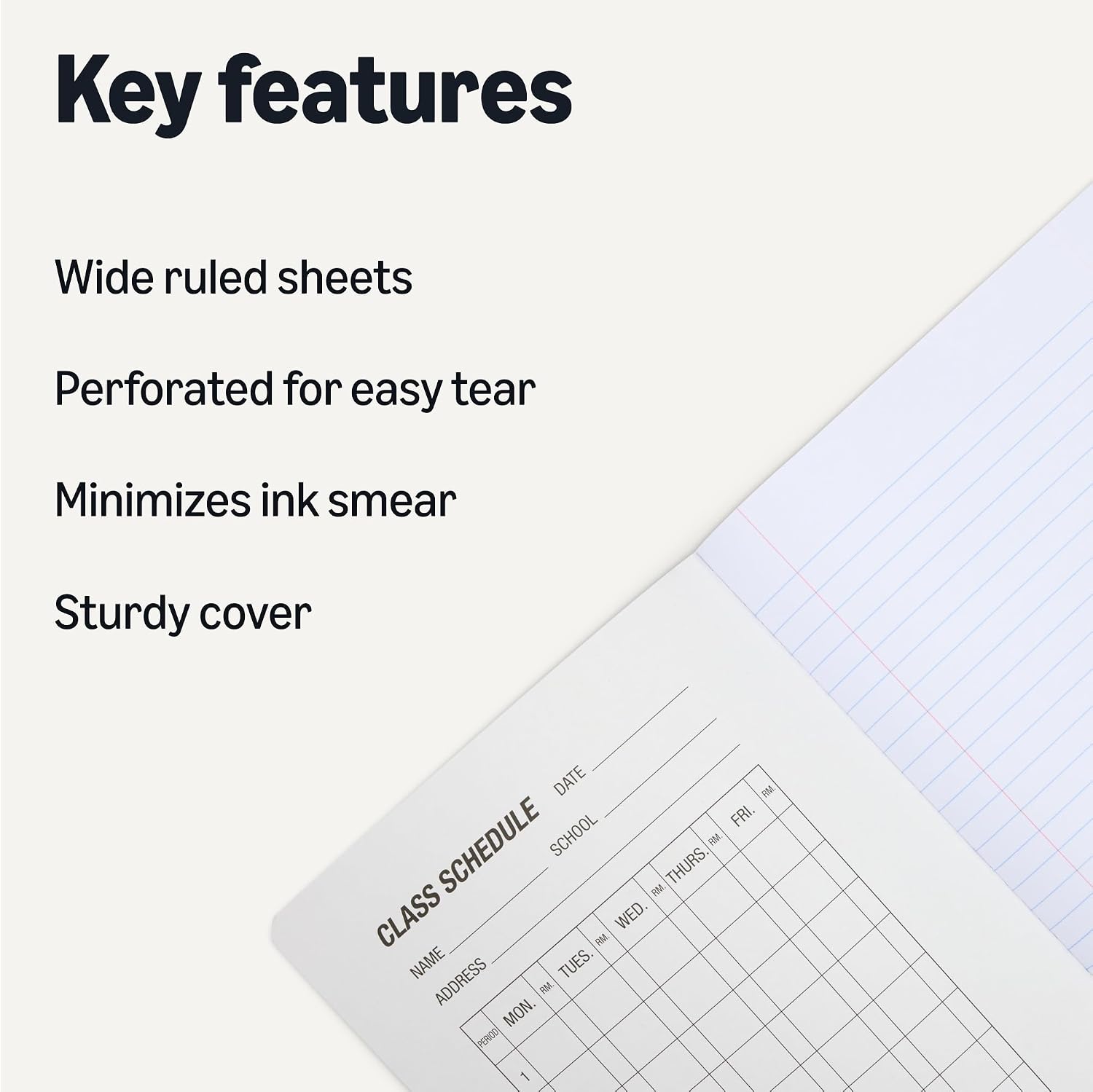 Amazon Basics Composition Notebook, Wide Ruled, 100 Sheets, 9.75" x 7.5", Assorted Marble Colors, 4-Pack