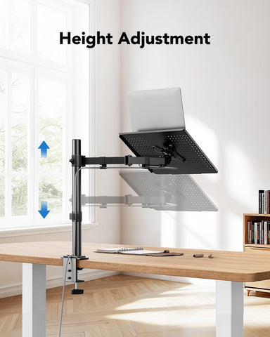 HUANUO Laptop Desk Mount, Laptop Mount for 17-inch Notebooks or 15”-32” Monitors, Laptop Arm with Ventilated Tray, Fully Adjustable Arm with Tilt, Swivel & Rotation, Holds up to 22 lbs