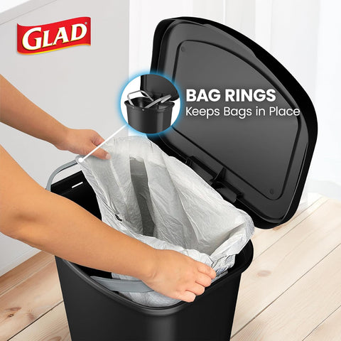 Glad Premium Trash Can with Clorox Odor Protection, 13 Gallon, Black