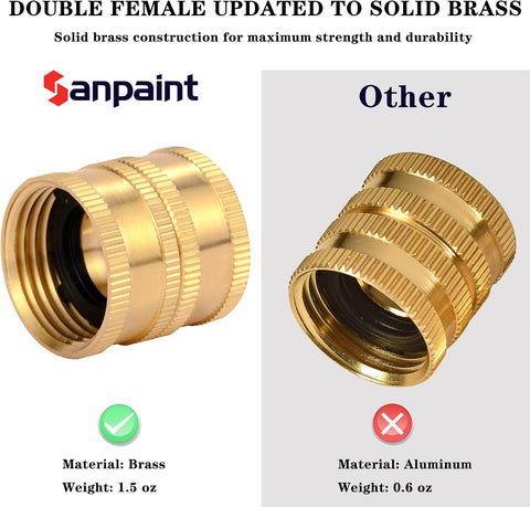 2 Pack 3/4" Garden Hose Connector with Dual Swivel for Male Hose to Male Hose, Double Female