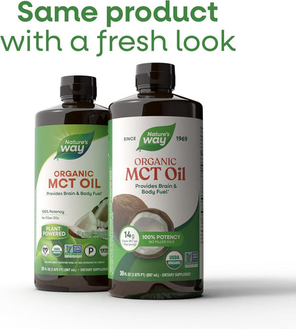 Nature's Way Organic MCT Oil, Brain and Body Fuel*, Keto & Paleo, 30 Fl Oz