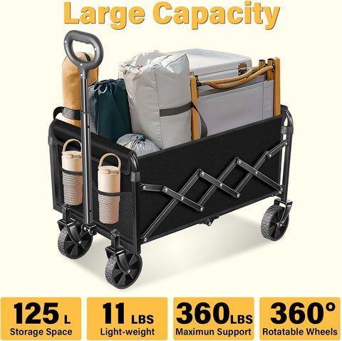 Collapsible Wagons Carts Foldable, 360Lbs Foldable Wagon with Wheels