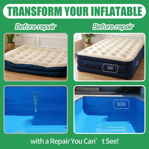 Air Mattress Patch Kit, Heavy Duty Inflatable Patch Repair Kit, Safe, Gentle, and All-in-One Vinyl PVC Glue for Blow Up Bed, Above Pool, Underwater Liners, Bounce House, Hot Tub and More