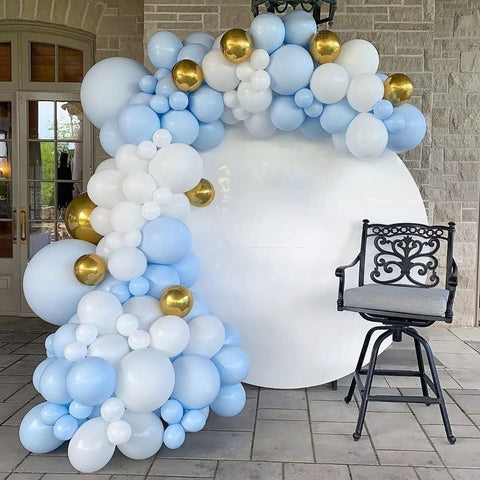 Blue and White Balloon Arch Kit, ADOINBY 140Pcs Pastel Light Blue and White Balloon Garland kit, 18 12 10 5 Inch Different Size Balloons for Baby Shower Birthday Gender Reveal Anniversary Decorations