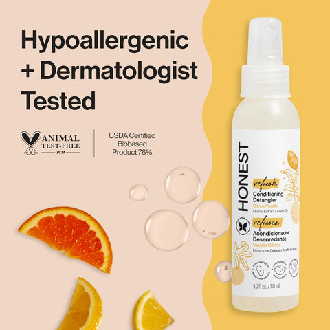 The Honest Company Hair Detangler, Citrus Vanilla Refresh, 4 fl oz, 3 Pack