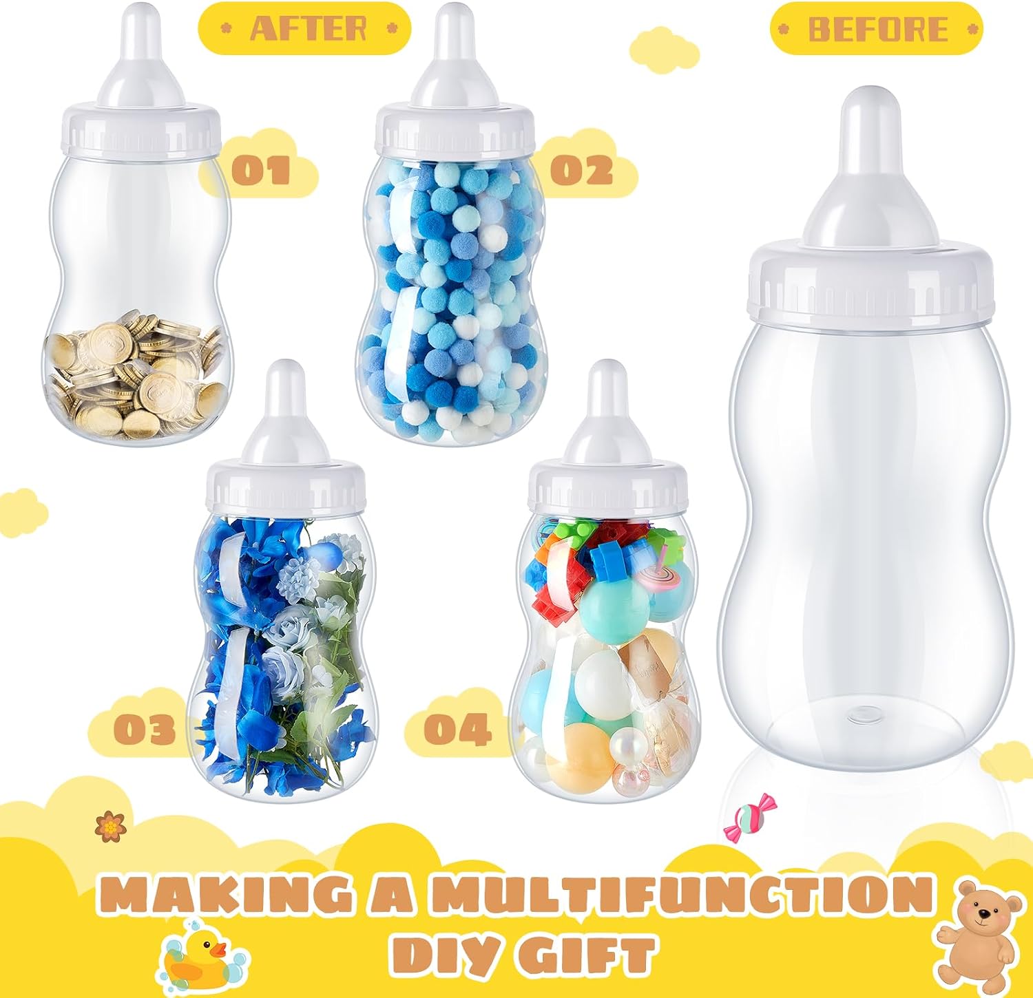 Tessco for you 2 Pcs 13in Jumbo Baby Bottle Bank Baby Shower, White