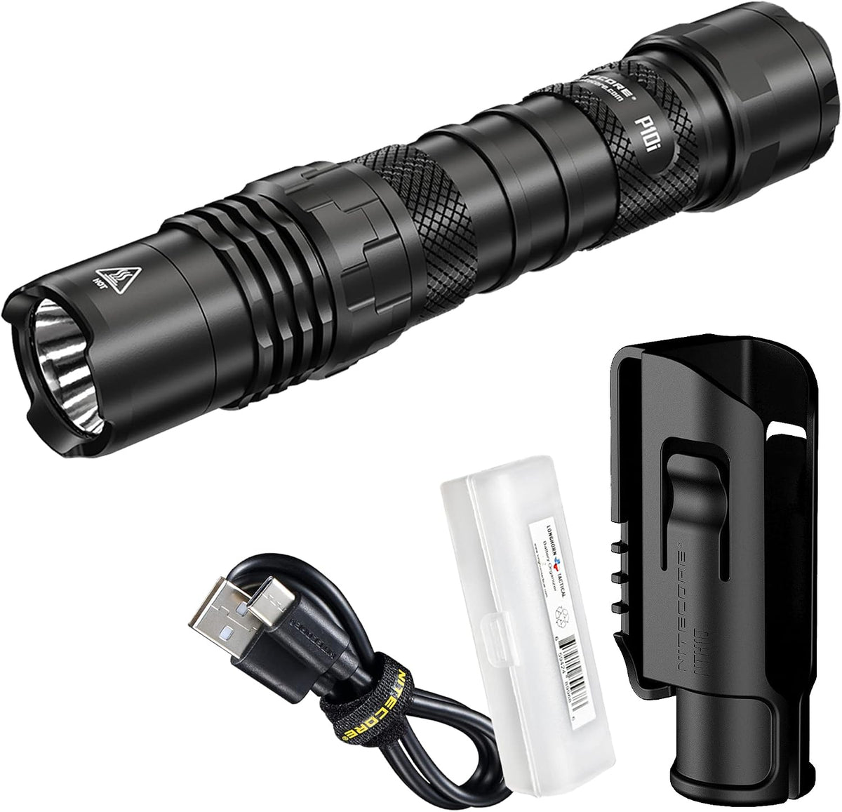 Nitecore P10i 1800 Lumen USB-C Rechargeable Tactical Flashlight, Strobe Ready with LumenTac Organizer