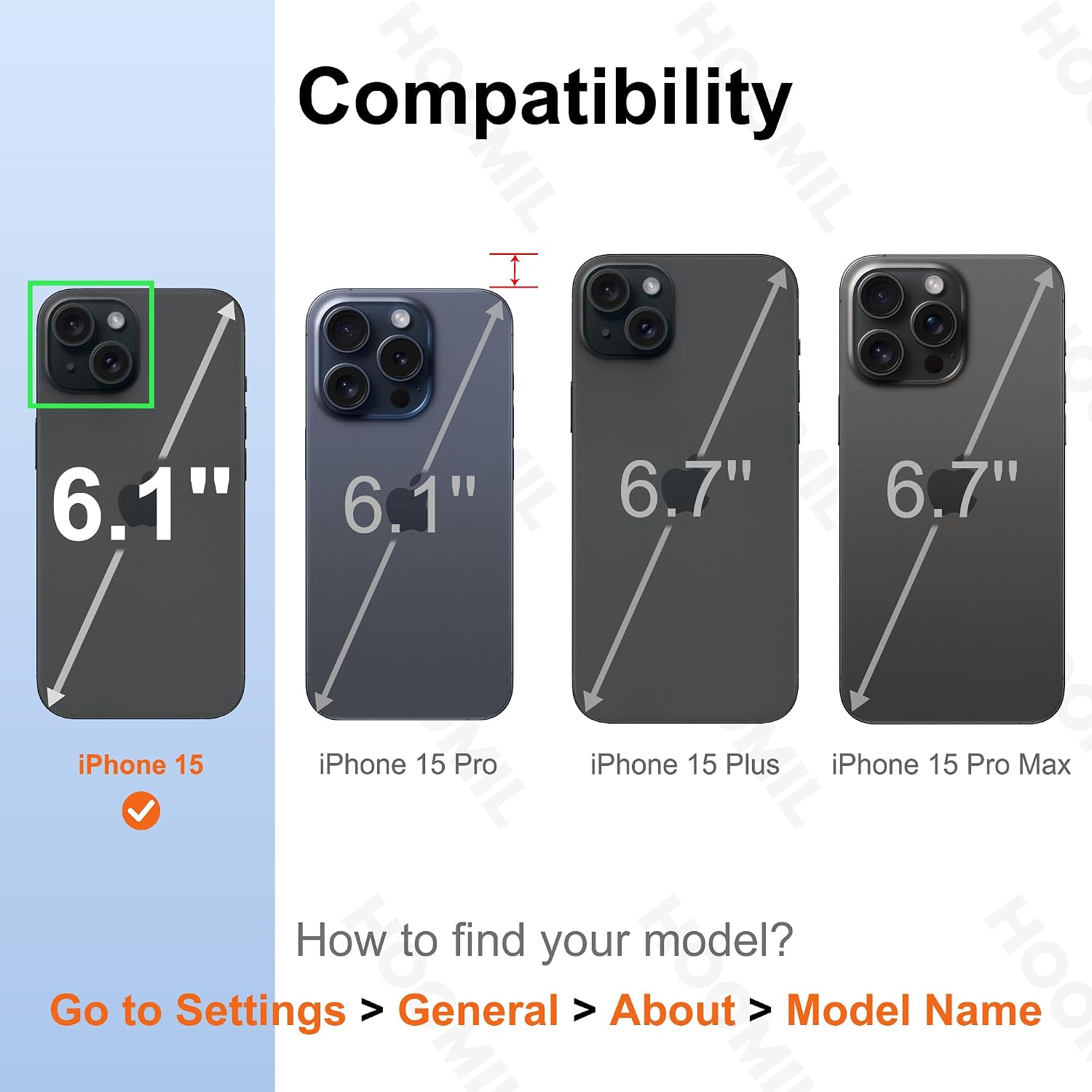 HOOMIL Case for iPhone 15, Anti-Yellowing, Crystal Clear