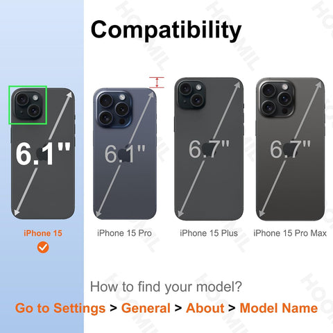 HOOMIL Case for iPhone 15, Anti-Yellowing, Crystal Clear