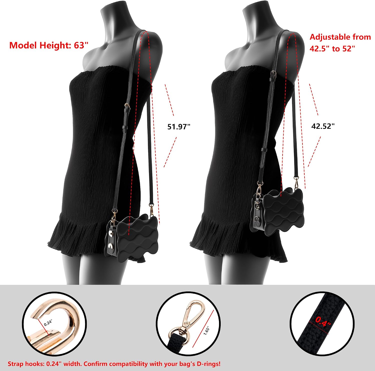 SEAVILIA PU Leather Purse Strap Replacement Crossbody Adjustable Long Thin Handmade Shoulder Handbags Strap