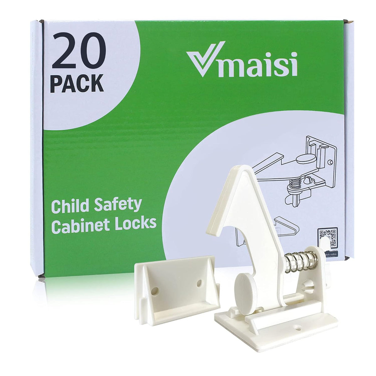 Vmaisi 20 Pack Cabinet Locks Child Safety Latches Easy Install No Drill