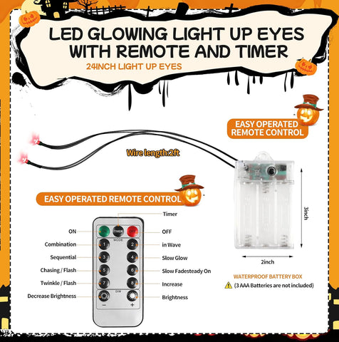 4 Pack Halloween Decoration LED Glowing Light Up Skulls Eyes, Horror DIY Glowing Eyes Lights Battery Operated for Halloween Decoration Masks, Skulls, Pumpkin, Spider, Tombstone Props (Green)