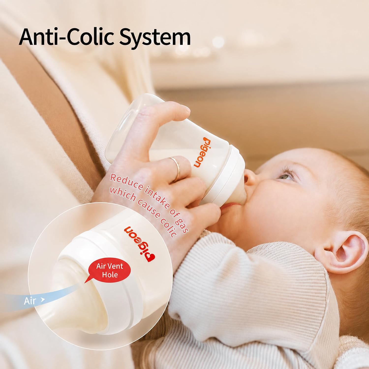 Pigeon PP Wide Neck Anti-Colic Nursing Bottle, 5 oz, 4-Pack