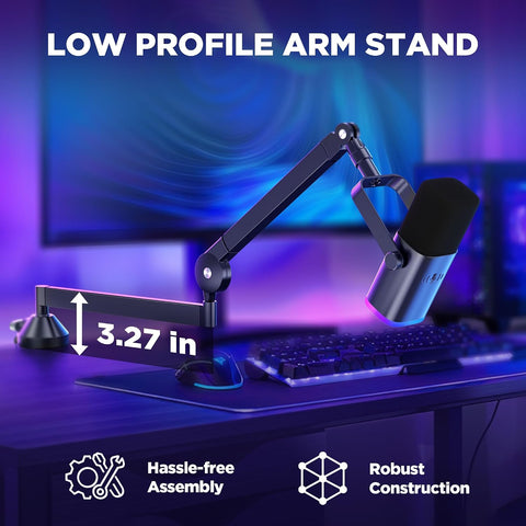 InnoGear Mic Arm Low Profile Microphone Boom Arm Mic Stand 360° Flex, Black