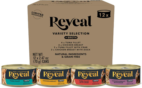 Reveal Fish & Chicken Variety in Broth Wet Cat Food 12-Pack 2.47 oz