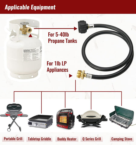 CALPOSE 3 Feet Propane Adapter Hose, 1lb to 20lb Adapter