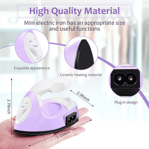 Honoson Mini Craft Iron with Charging Base Tiny,Light Purple