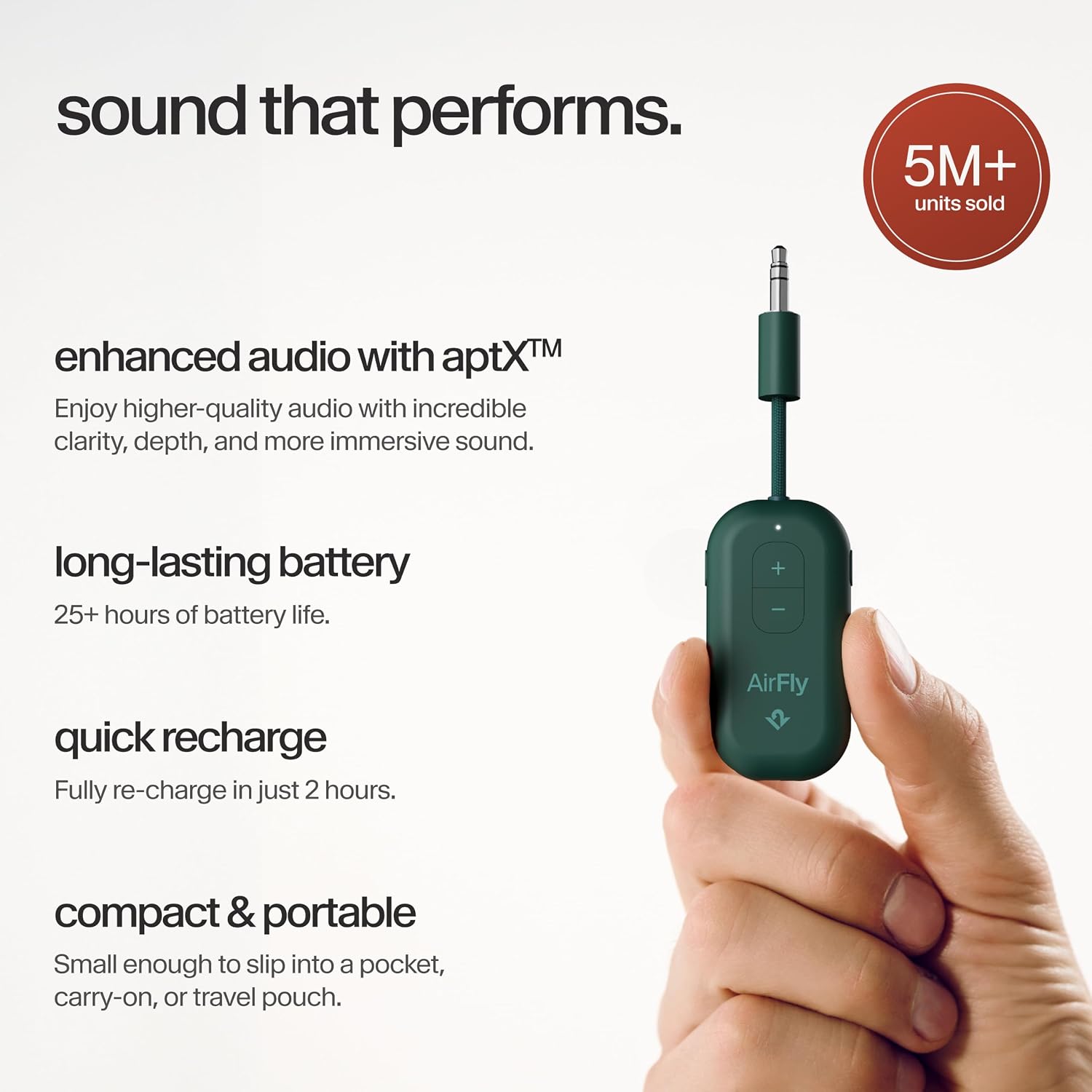 Twelve South AirFly Pro, Bluetooth Wireless Audio Transmitter, Evergreen