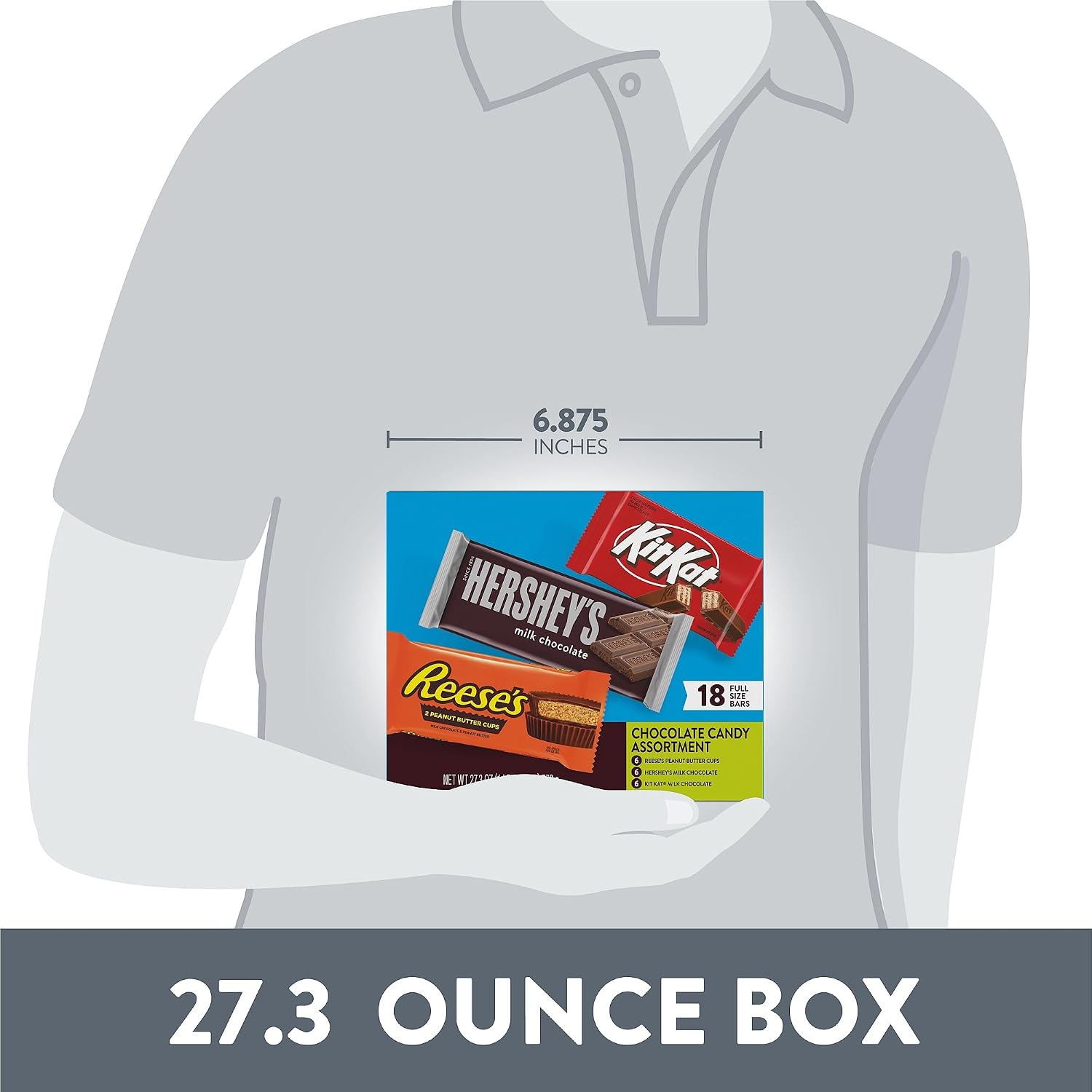 HERSHEY'S, KIT KAT & REESE'S Milk Chocolate Variety Box, 18 ct