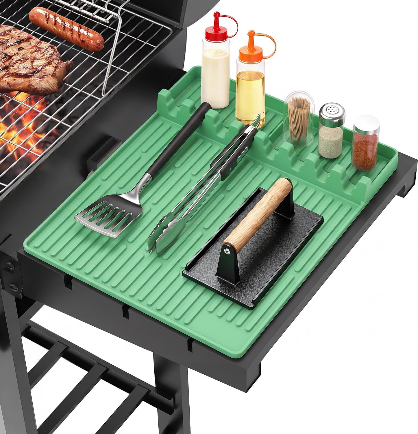 Silicone Grill Mat for Blackstone Griddle Accessories, 8-Slot Tool Mat