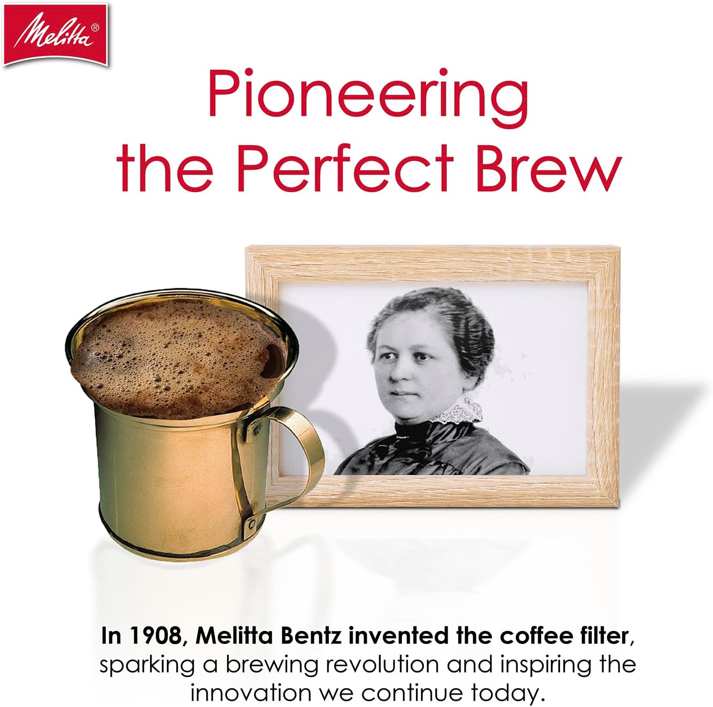 Melitta #4 Unbleached Coffee Filters, Natural Brown Cone Filters, 6-Pack