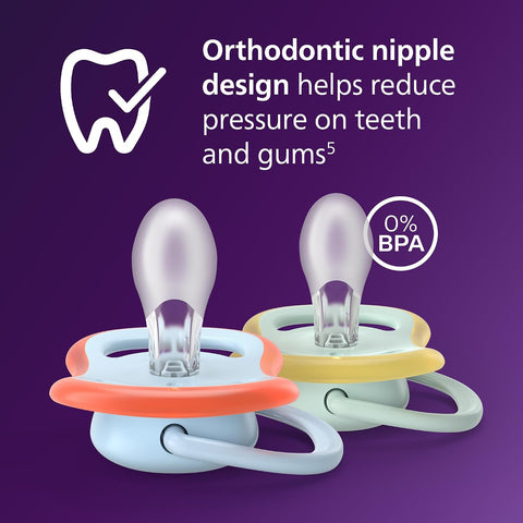 Philips Avent Ultra Air Baby Pacifier for 0-6 Months, BPA-Free, 4-Pack