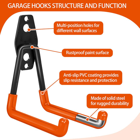 28 Pack Garage Hooks Heavy Duty with Non Slip PVC Coating