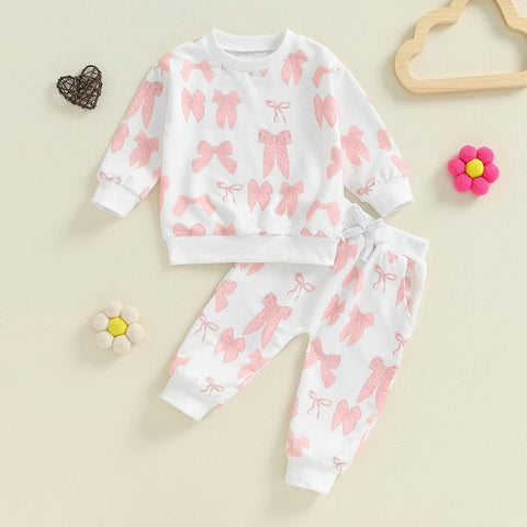 Cute Baby Girl Clothes Long Sleeve Print Sweatshirt Top and Pants Set Toddler Girl Fall Outfits