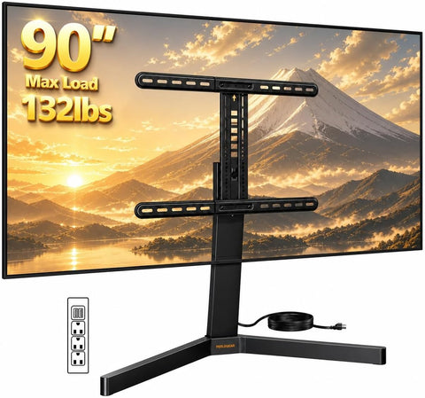 Perlegear Swivel TV Stand with Power Outlet for 42–90" TVs up to 132 lbs