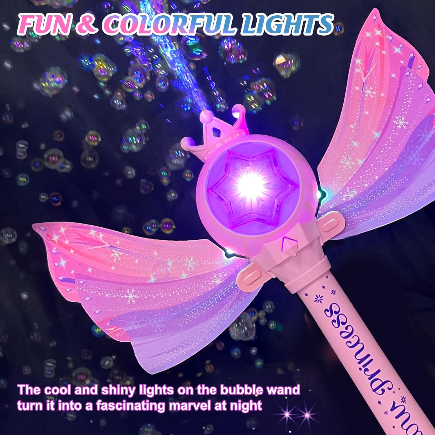 Bubble Wand for Kids, LED Light Music Bubble Toys Girl Gifts Age 3+