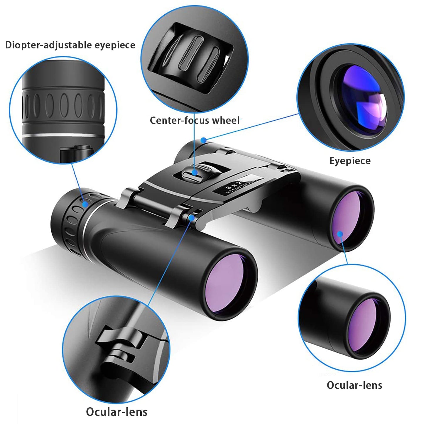 ZIYOUHU Binoculars Small Compact Light Binoculars, Suitable for Adults and Children Bird Watching Travel Sightseeing, Waterproof Lightweight Small Binoculars, with Clear Low-Light Vision