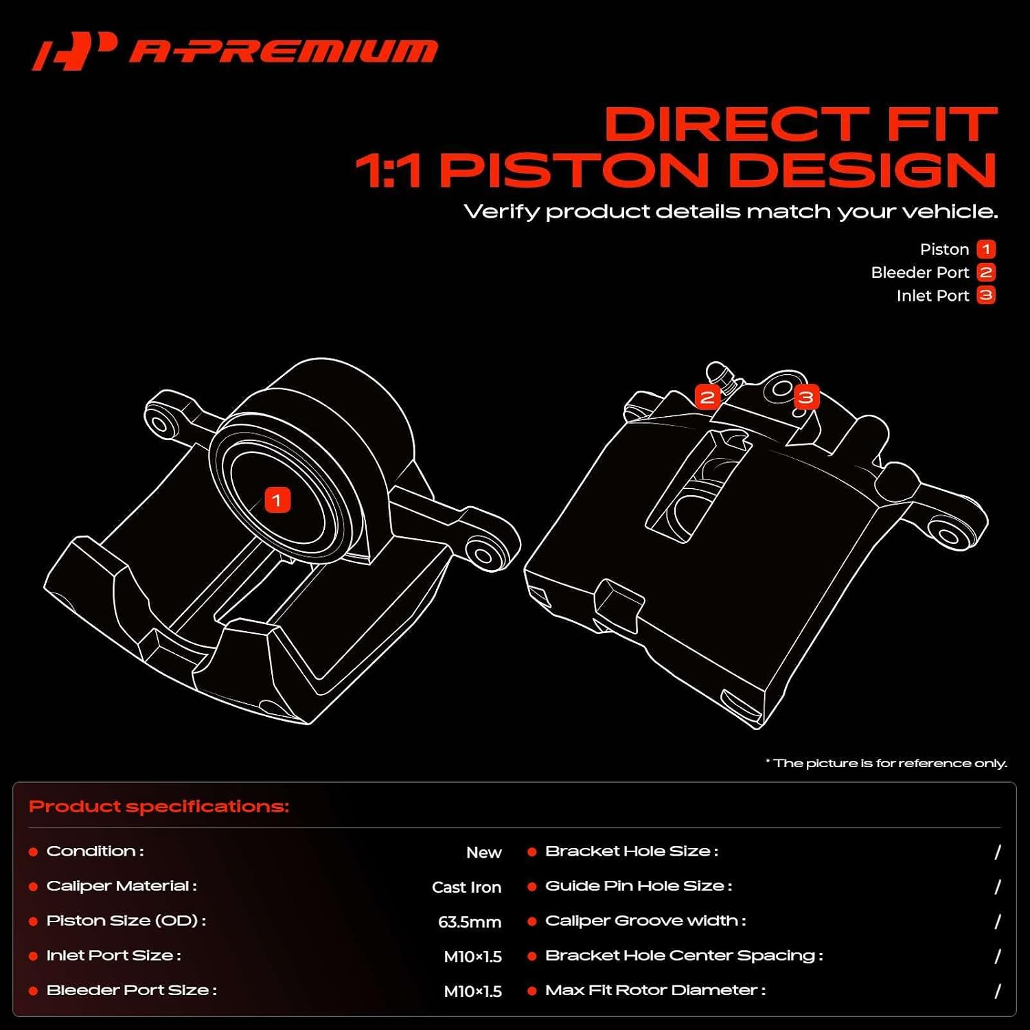 A-Premium Front Left and Right Side Disc Brake Caliper without Bracket